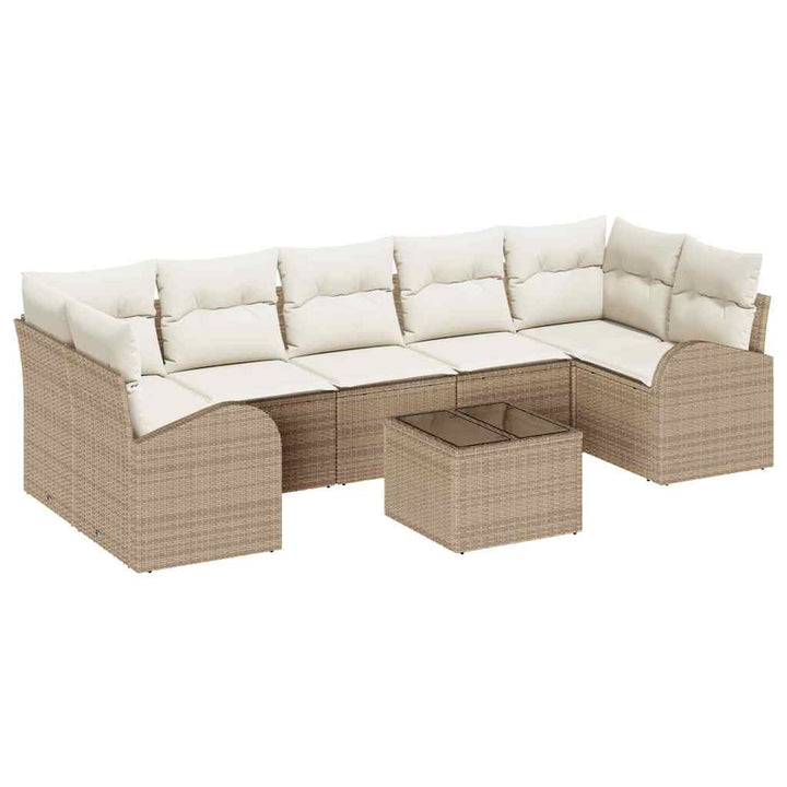 Havesofa Sæt 8 pcs Beige og creme 289 x 124 x 69 cm polyrattan