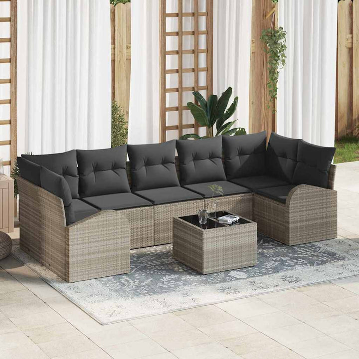 Havesofa Sæt 8 pcs Lysegrå og mørkegrå 289 x 124 x 69 cm