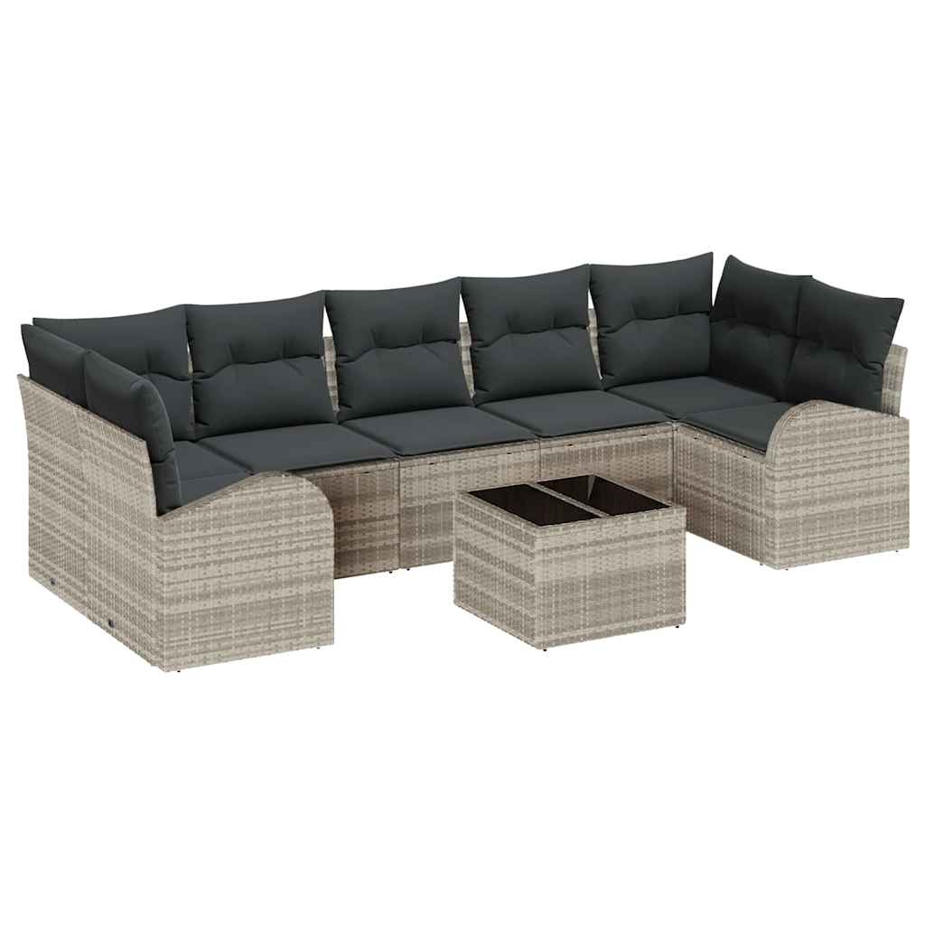 Havesofa Sæt 8 pcs Lysegrå og mørkegrå 289 x 124 x 69 cm