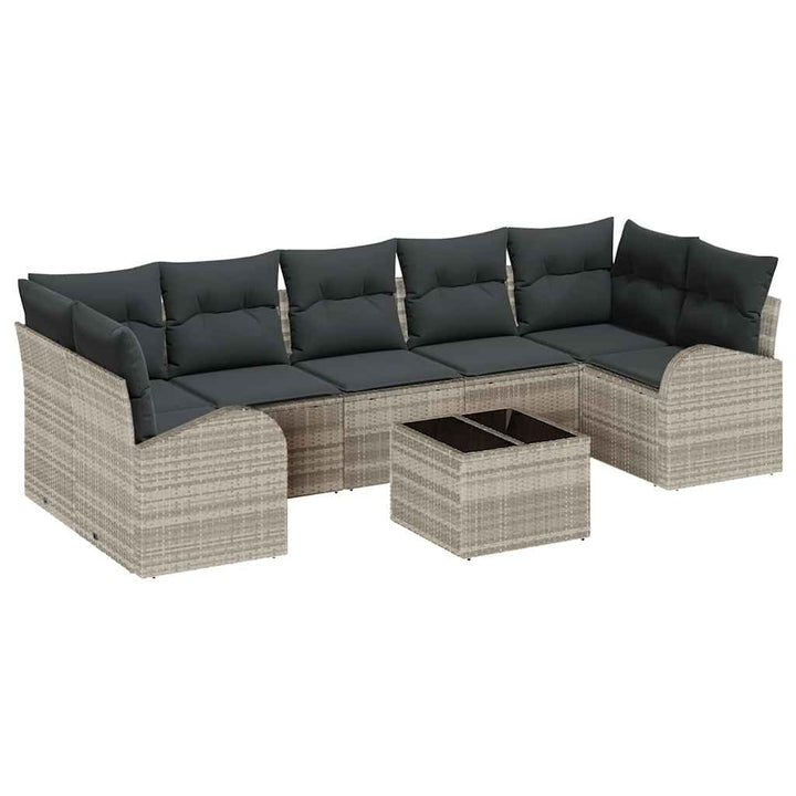 Havesofa Sæt 8 pcs Lysegrå og mørkegrå 289 x 124 x 69 cm