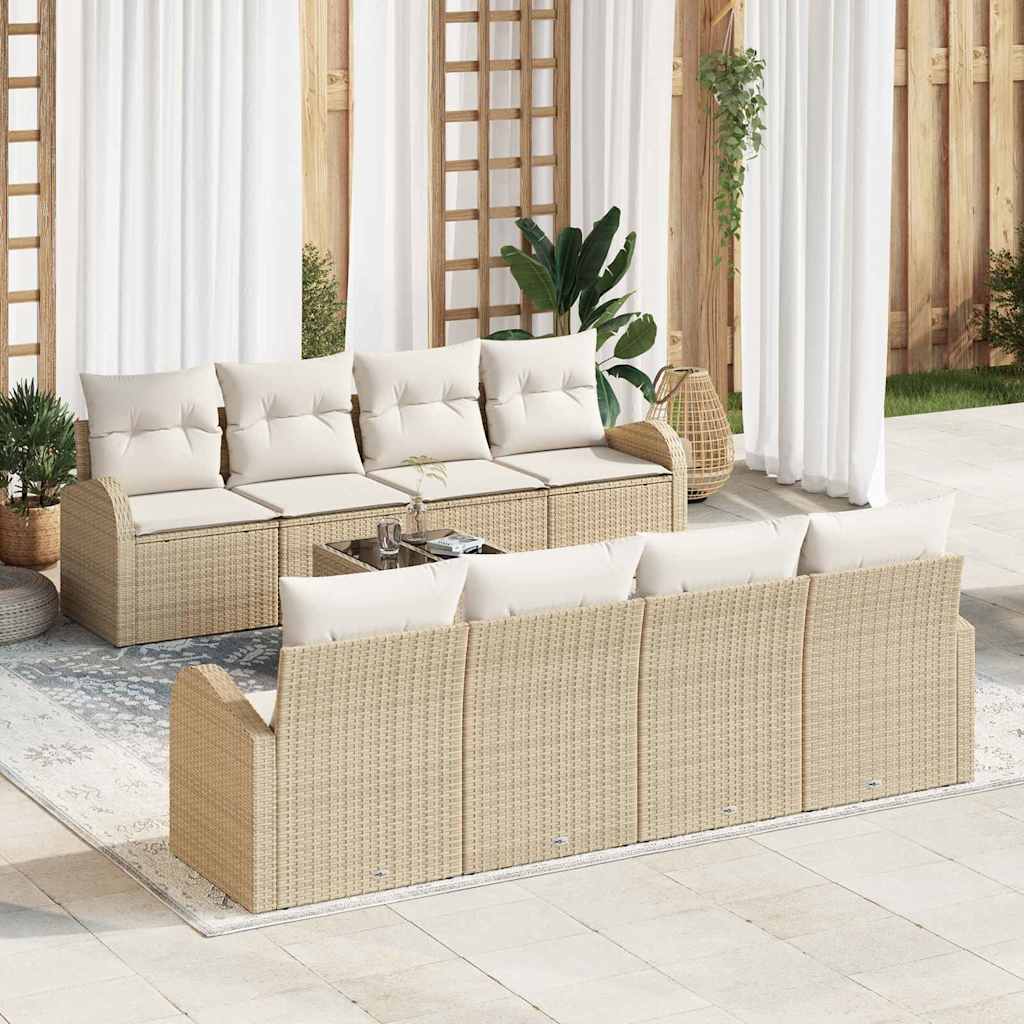 Havesofa Sæt 9 stk. 8-Antal sæder Beige og creme polyrattan