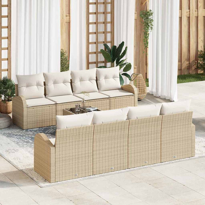 Havesofa Sæt 9 stk. 8-Antal sæder Beige og creme polyrattan