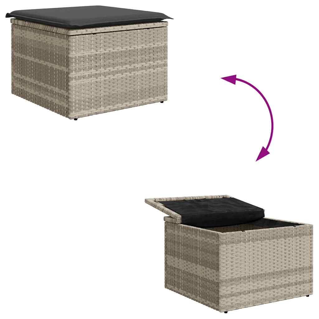 Sofa Sæt med pude med opbevaring 4 pcs Lysegrå polyrattan