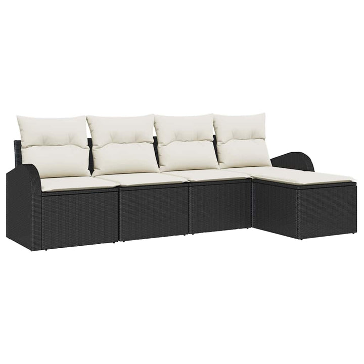 Sofa Sæt med pude med opbevaring 5 pcs Sort og Hvid polyrattan