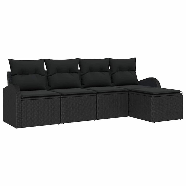 Sofa Sæt med pude med opbevaring 5 pcs Sort polyrattan