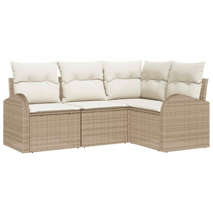 Havesofa Sæt 4 stk. Beige og hvid polyrattan