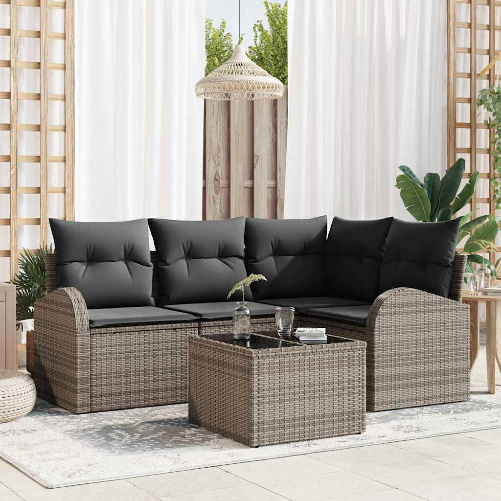 Havesofa Sæt 5 stk. Grå polyrattan