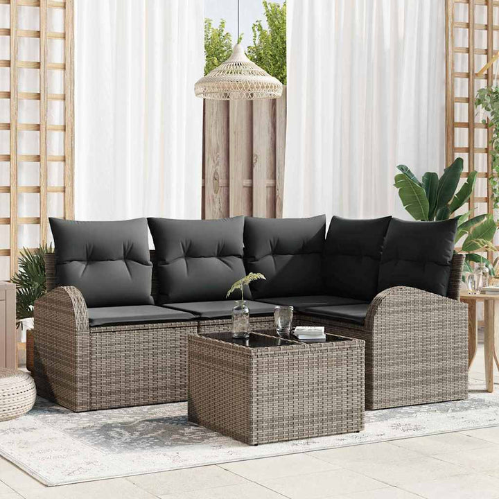 Havesofa Sæt 5 stk. Grå polyrattan