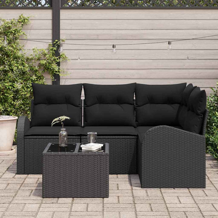 Havesofa Sæt 5 stk. Sort polyrattan