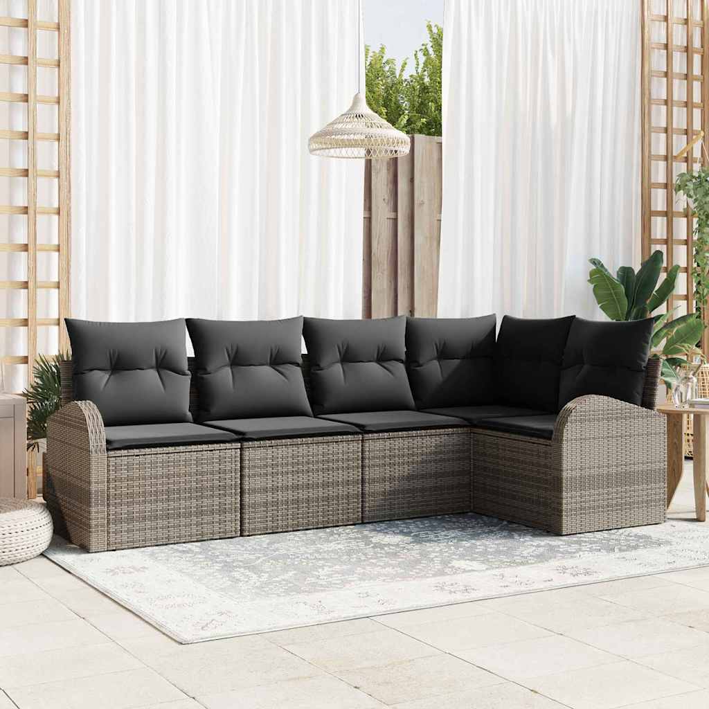 Havesofa Sæt 5 stk. Grå polyrattan