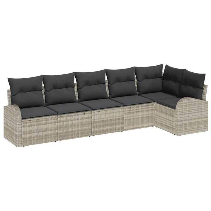 Havesofa Sæt med pude med opbevaring 6 pcs Lysegrå polyrattan