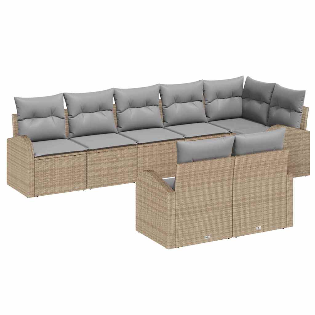 Havesofa Sæt 8 stk. Beige og lys grå polyrattan