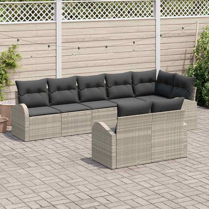 Havesofa Sæt 8 stk. Lysegrå polyrattan