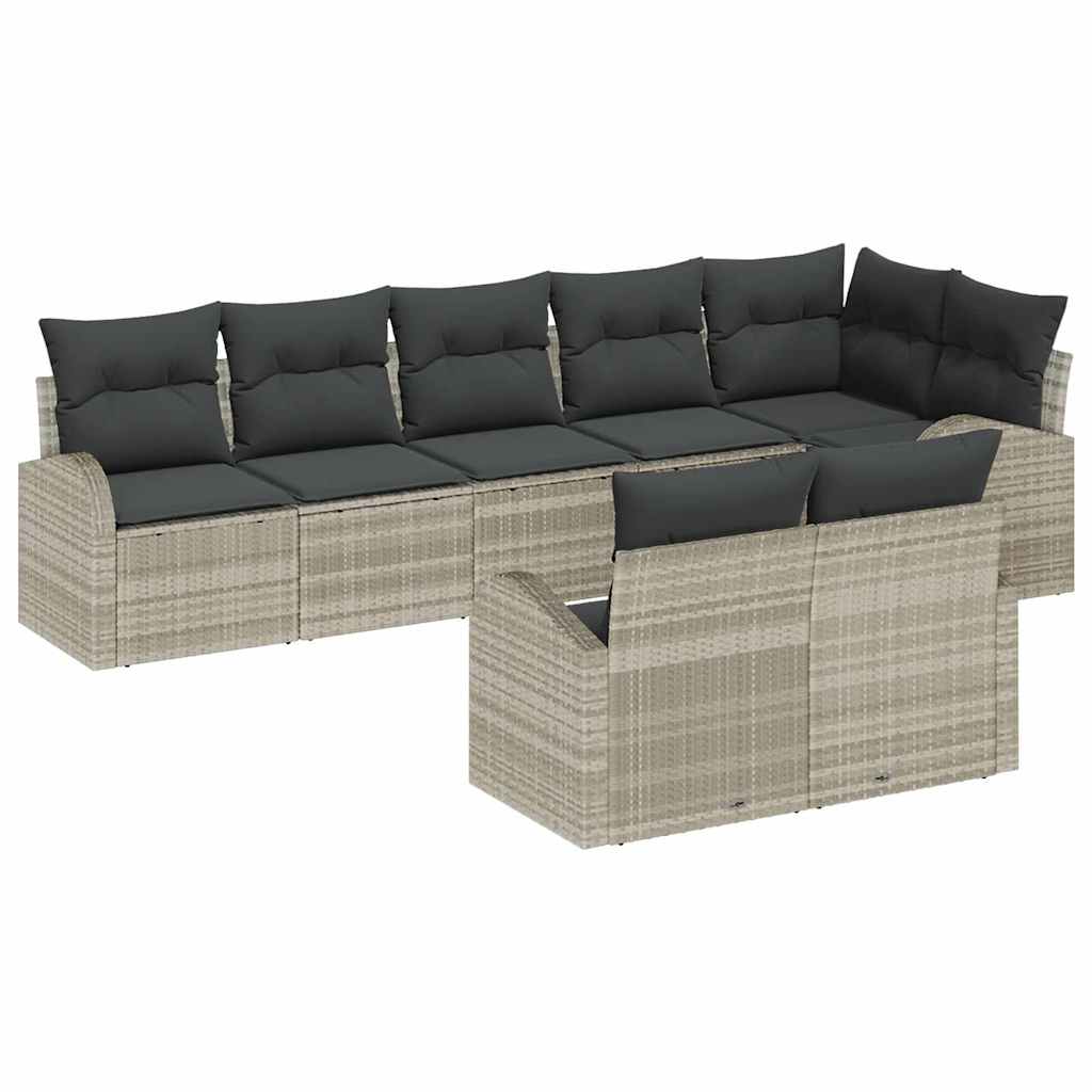 Havesofa Sæt 8 stk. Lysegrå polyrattan