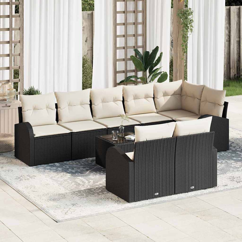 Havesofa Sæt 9 stk. Sort og Hvid polyrattan