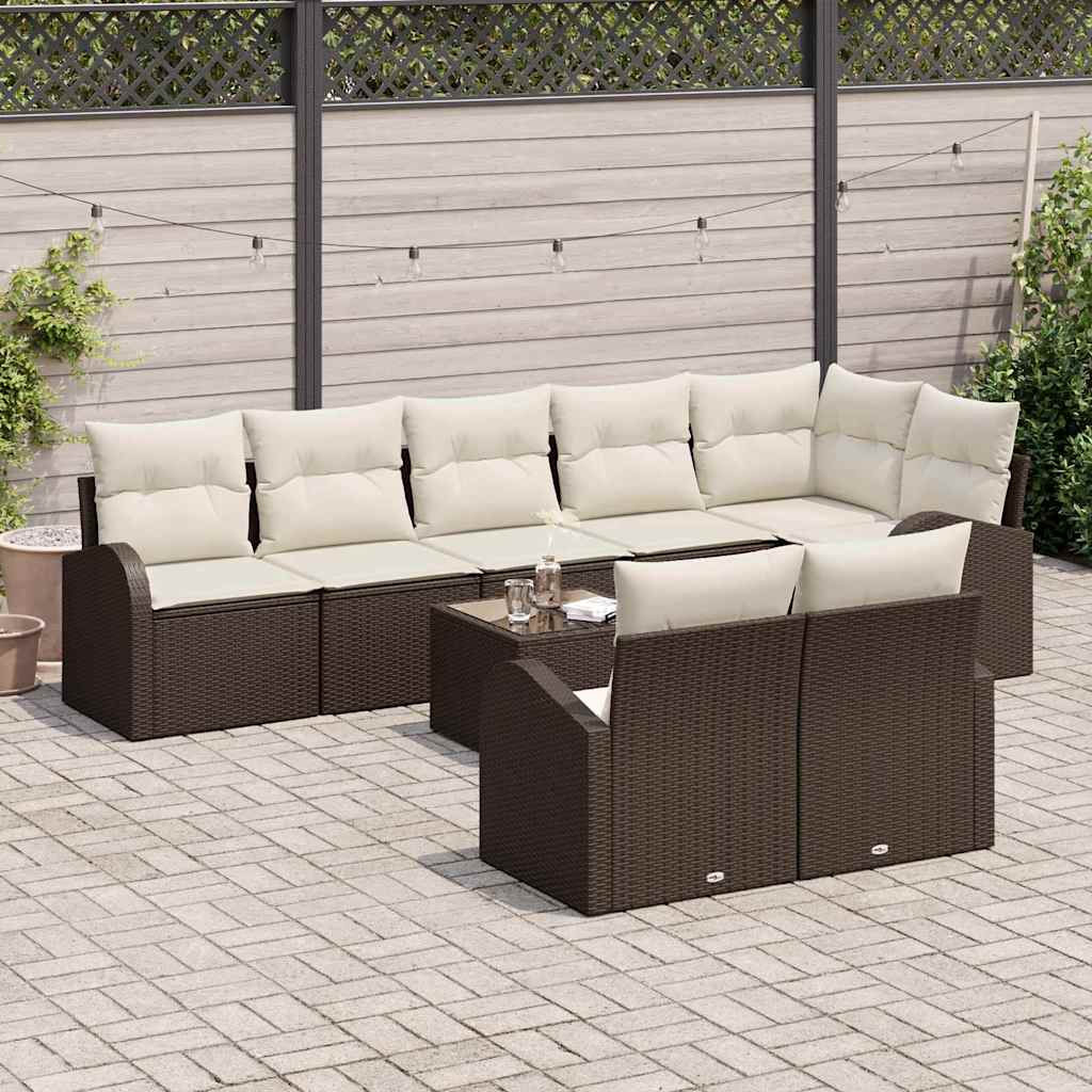 Havesofa Sæt 9 stk. Brun og hvid polyrattan