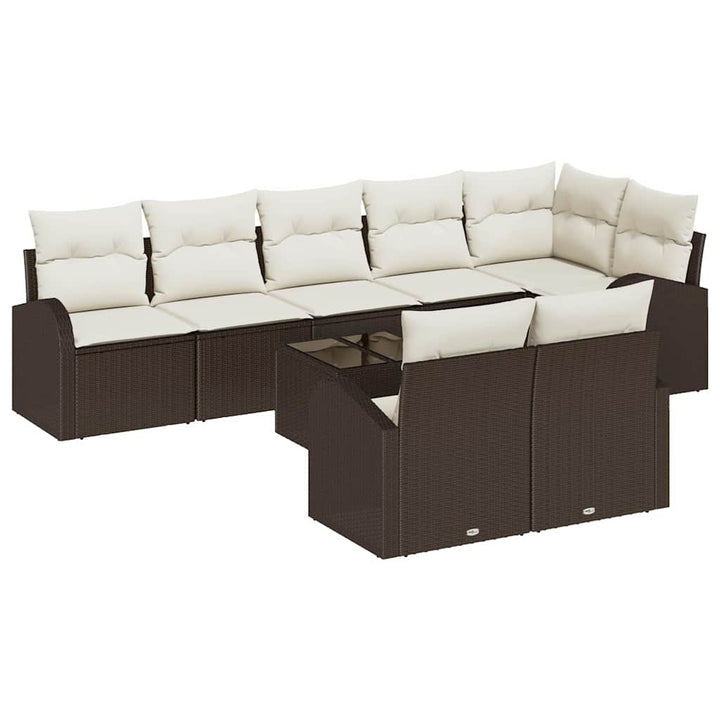 Havesofa Sæt 9 stk. Brun og hvid polyrattan