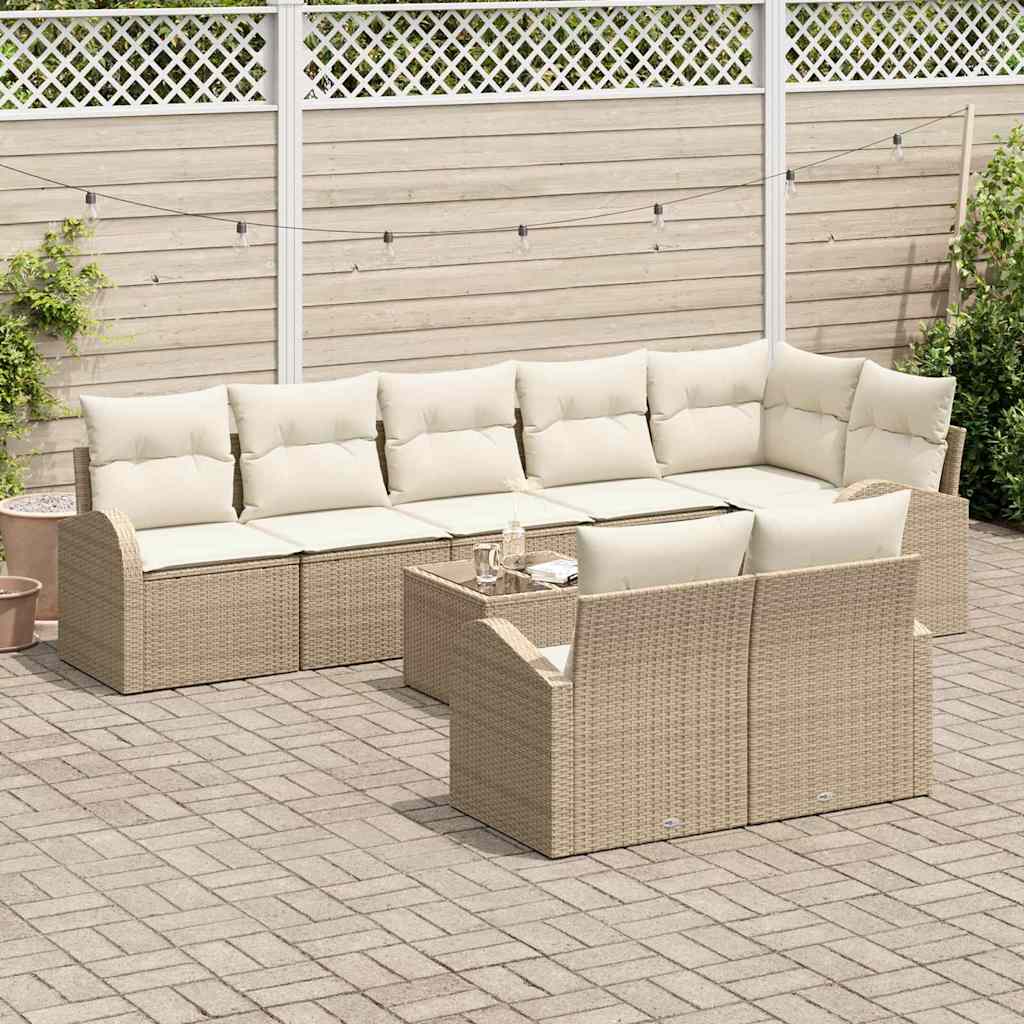 Havesofa Sæt 9 stk. Beige og hvid polyrattan