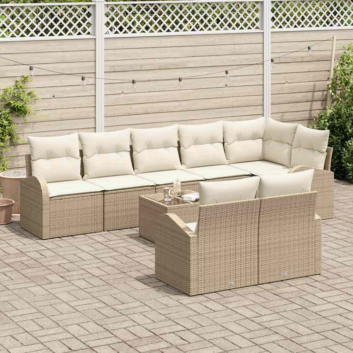 Havesofa Sæt 9 stk. Beige og hvid polyrattan