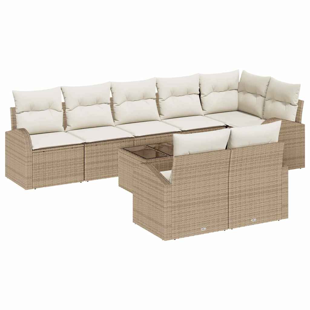 Havesofa Sæt 9 stk. Beige og hvid polyrattan