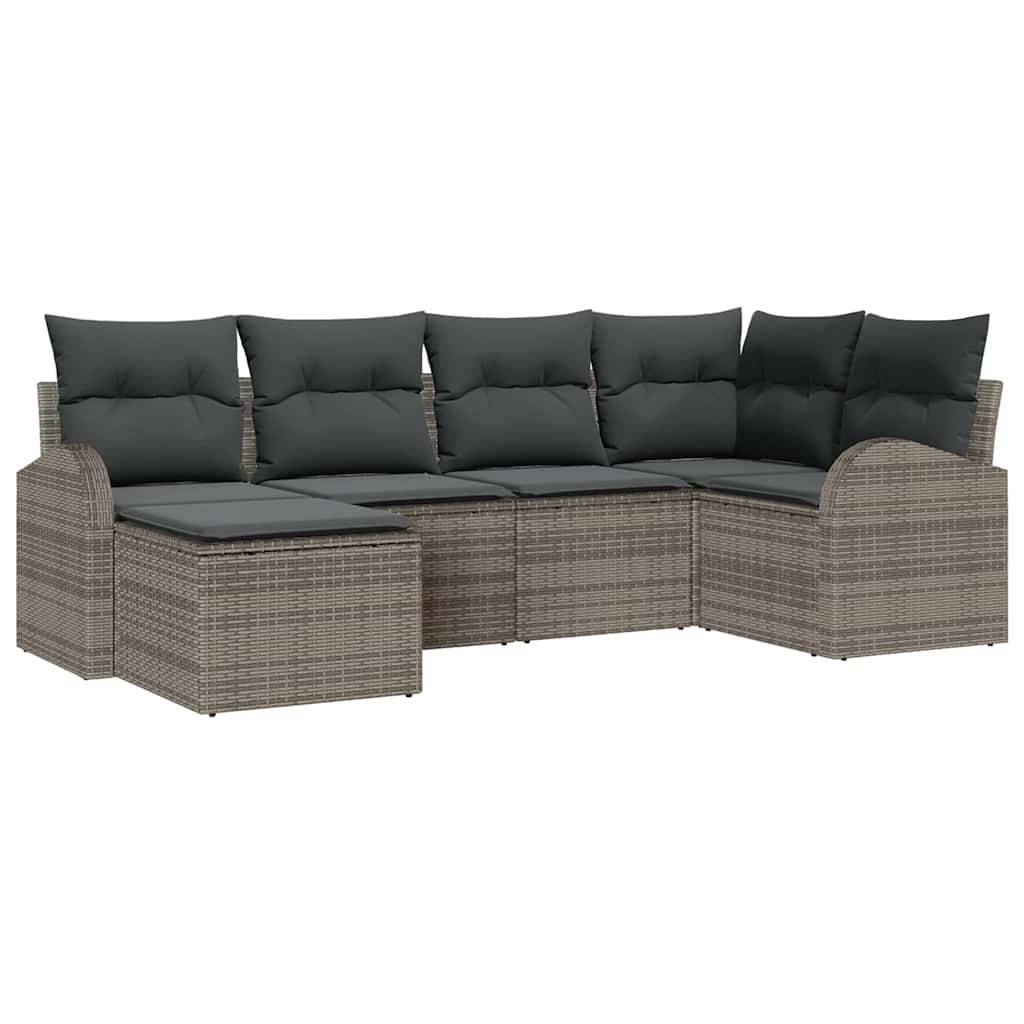Sofa Sæt 6 stk. Grå polyrattan