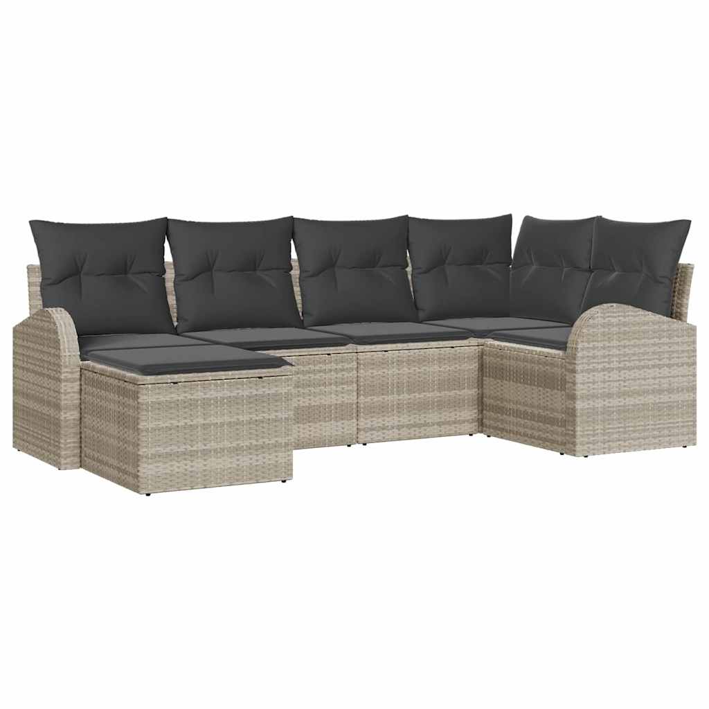 Sofa Sæt med pude med opbevaring 6 pcs Lysegrå polyrattan