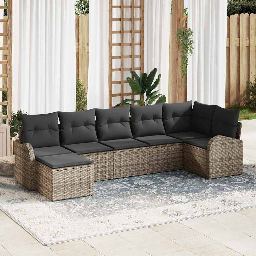 Sofa Sæt 7 stk. Grå polyrattan