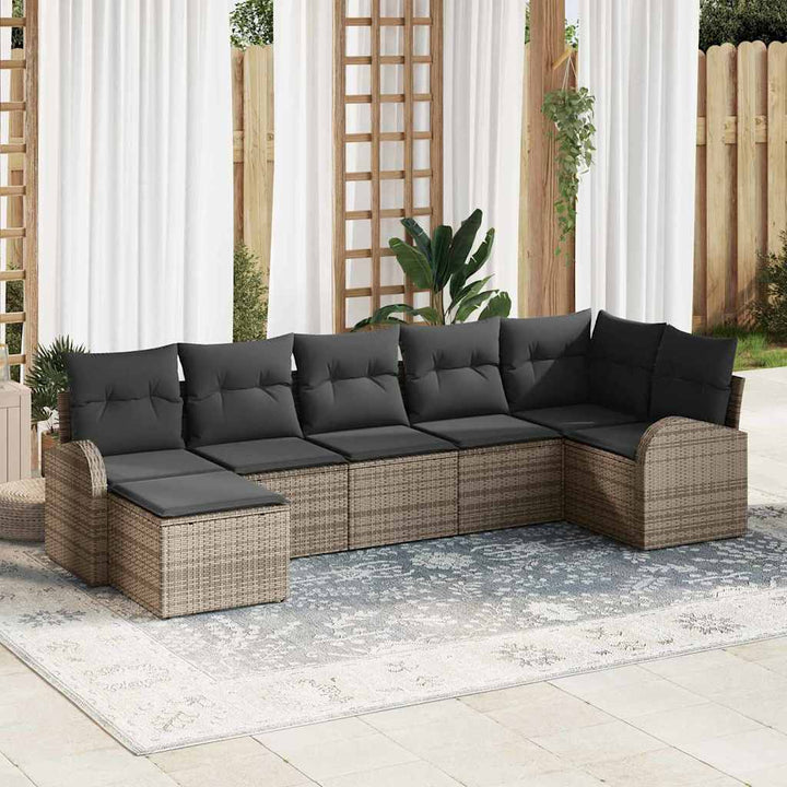 Sofa Sæt 7 stk. Grå polyrattan