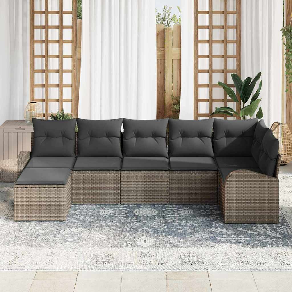 Sofa Sæt 7 stk. Grå polyrattan
