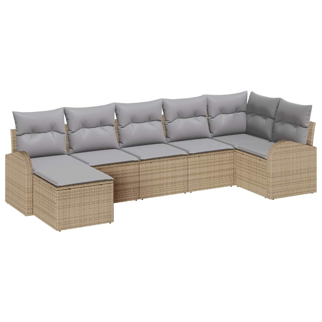 Sofa Sæt 7 stk. Beige polyrattan