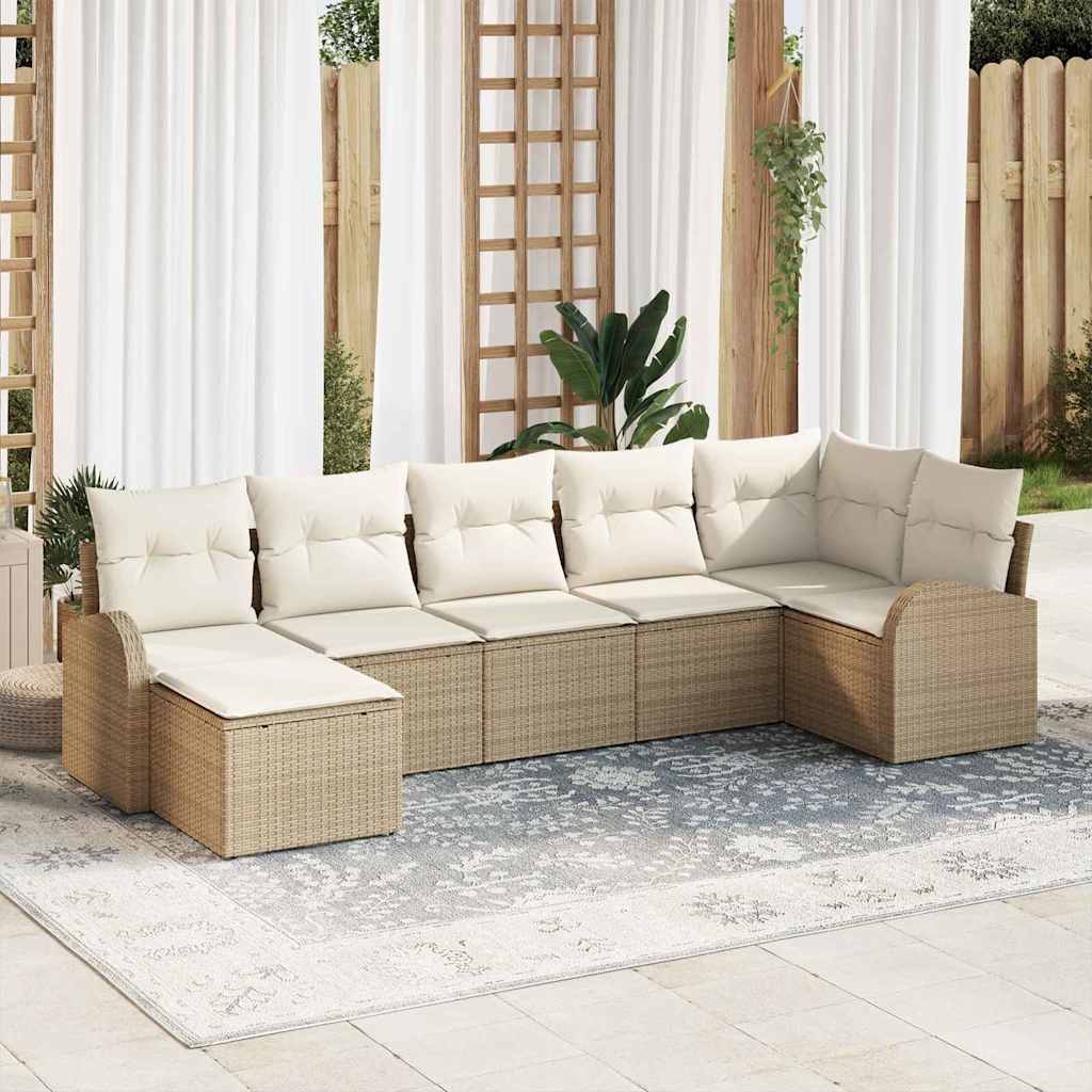 Sofa Sæt 7 stk. Beige polyrattan