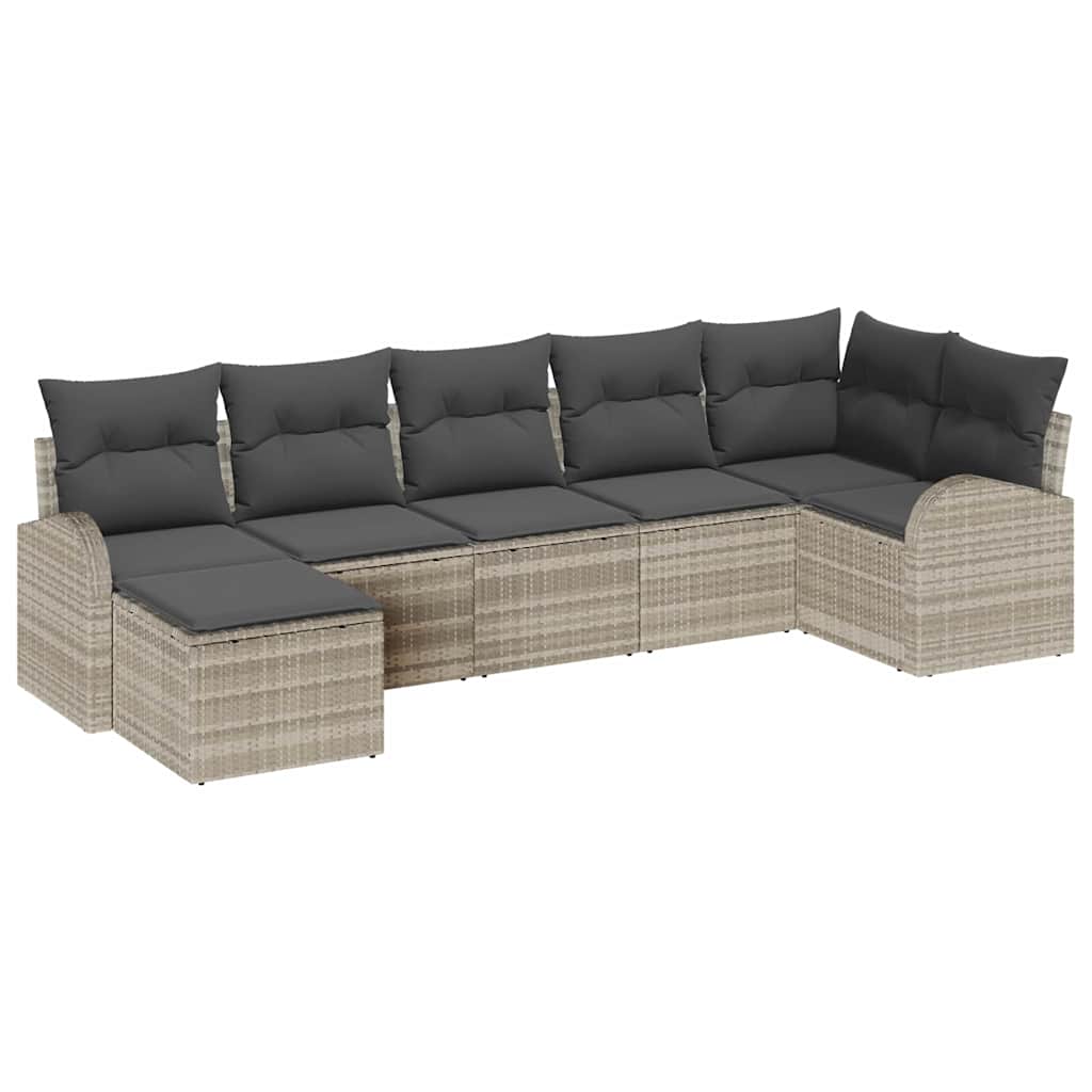 Sofa Sæt med pude med opbevaring 7 pcs Lysegrå polyrattan