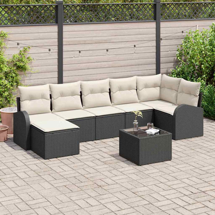 Sofa Sæt med pude med opbevaring 8 pcs Sort polyrattan