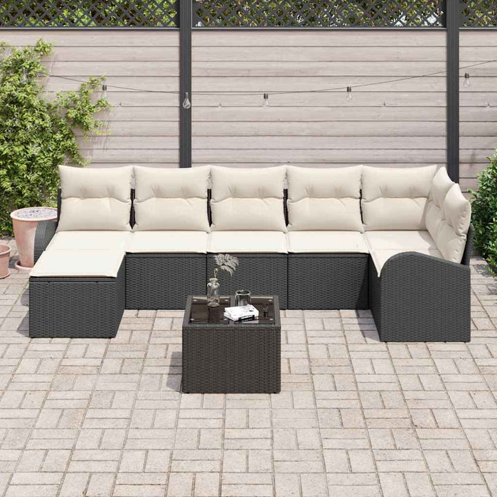 Sofa Sæt med pude med opbevaring 8 pcs Sort polyrattan