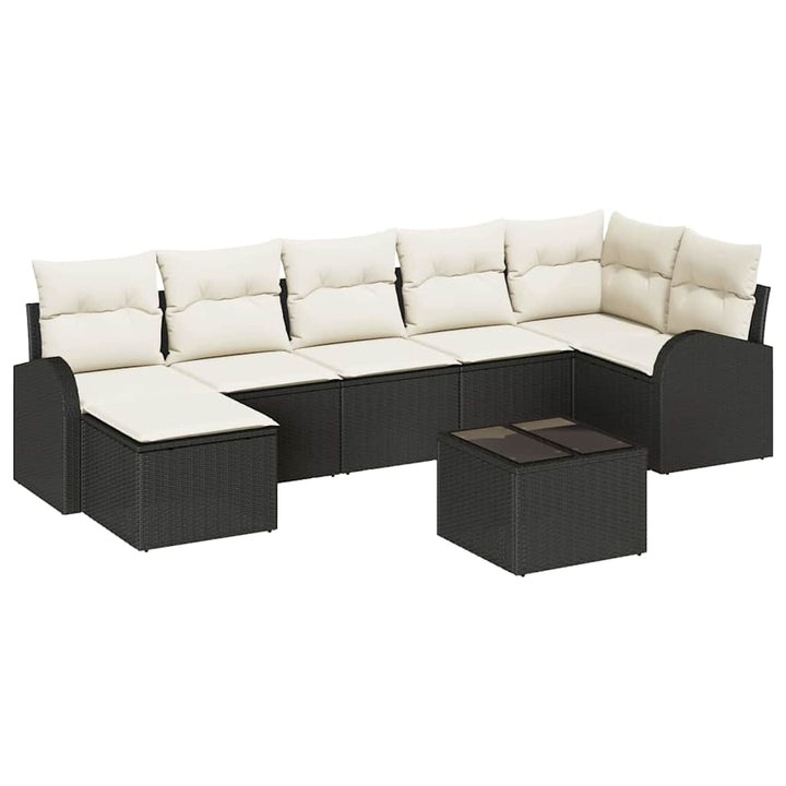 Sofa Sæt med pude med opbevaring 8 pcs Sort polyrattan