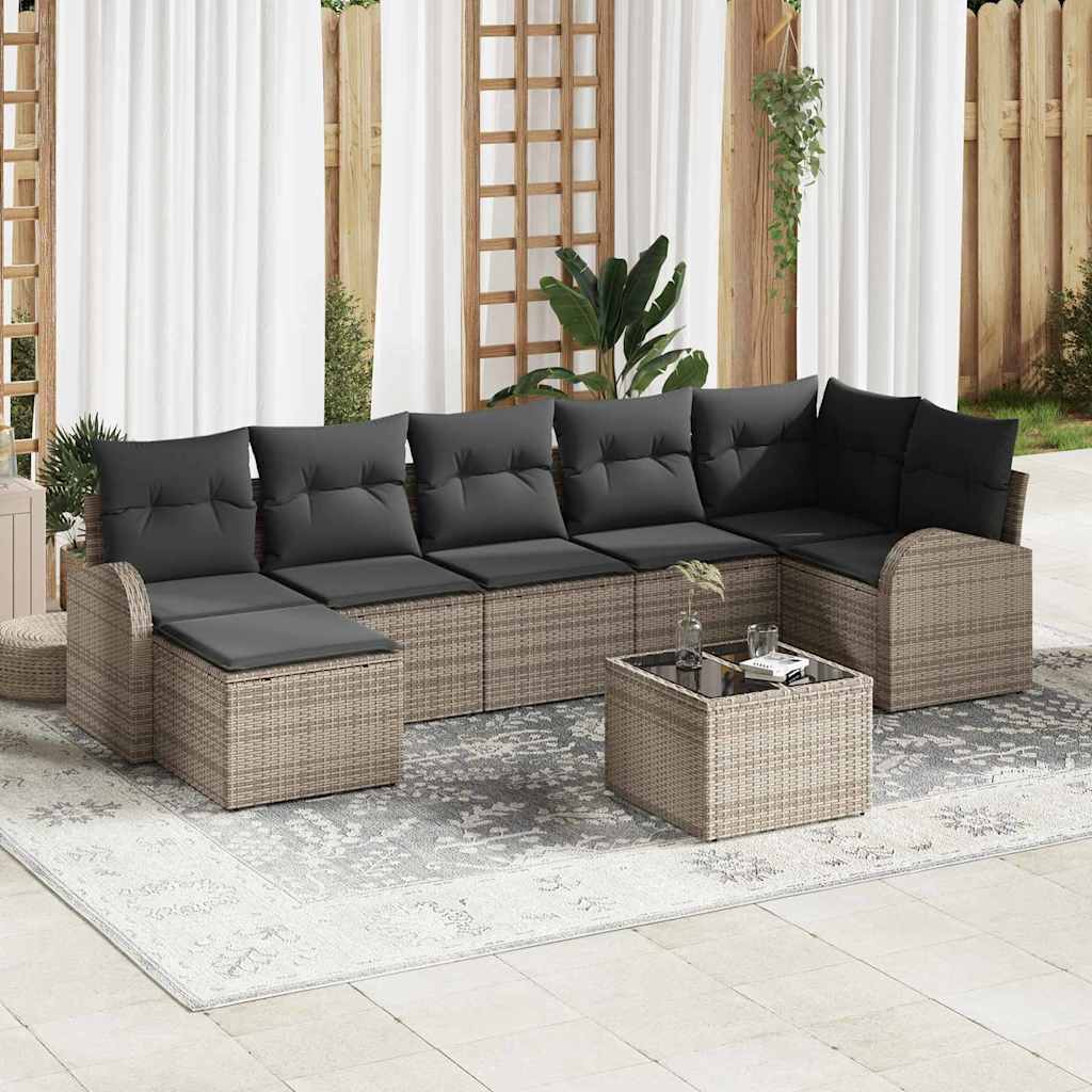 Sofa Sæt 8 stk. Grå polyrattan