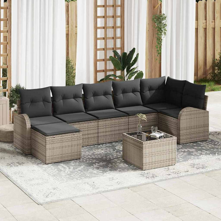 Sofa Sæt 8 stk. Grå polyrattan