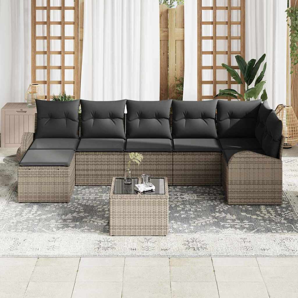 Sofa Sæt 8 stk. Grå polyrattan