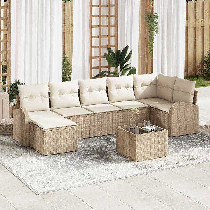 Sofa Sæt med pude med opbevaring 8 pcs Beige polyrattan