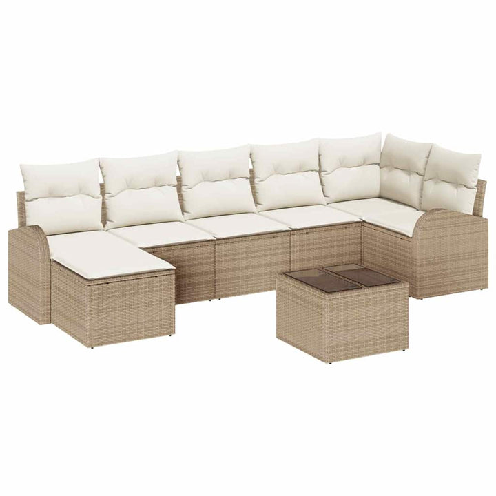 Sofa Sæt med pude med opbevaring 8 pcs Beige polyrattan