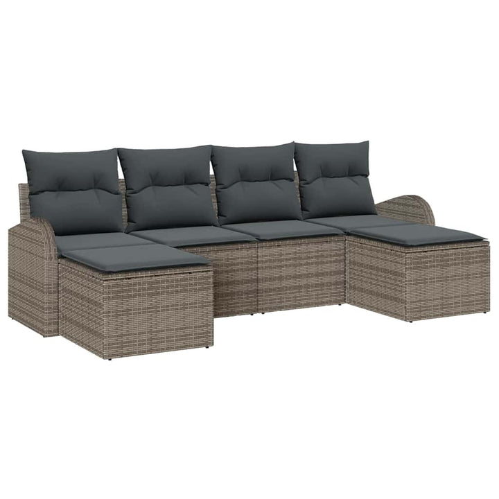 Sofa Sæt med pude med opbevaring 6 pcs Grå polyrattan