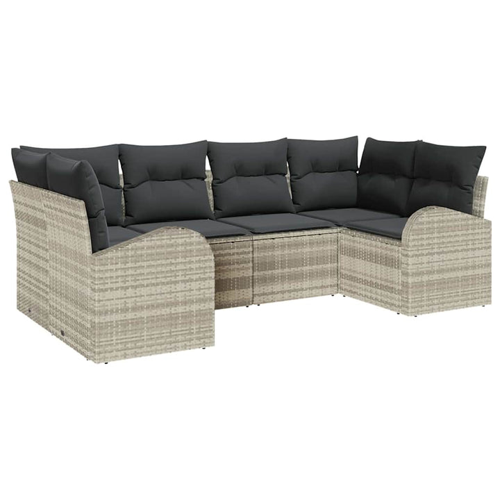 Havesofa Sæt med pude med opbevaring 6 pcs Lysegrå polyrattan
