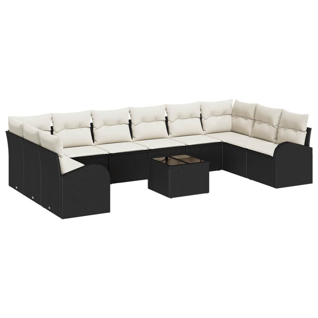 Havesofa Sæt med pude 11 pcs Brun og Creme polyrattan