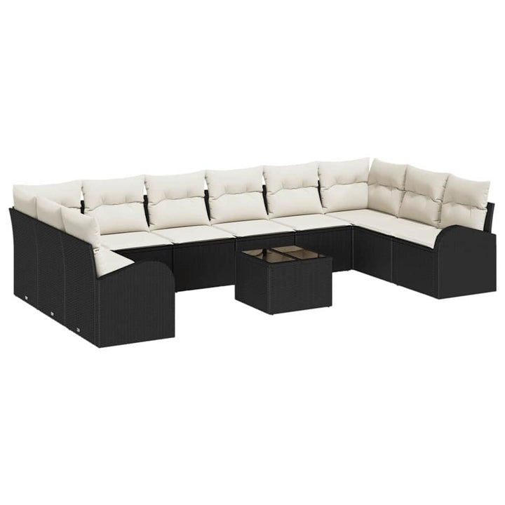 Havesofa Sæt med pude 11 pcs Brun og Creme polyrattan