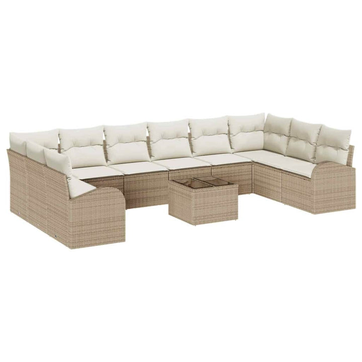 Havesofa Sæt med pude 11 pcs Beige og creme polyrattan
