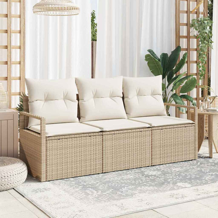 Havesofa Sæt 3 stk. Beige og hvid polyrattan