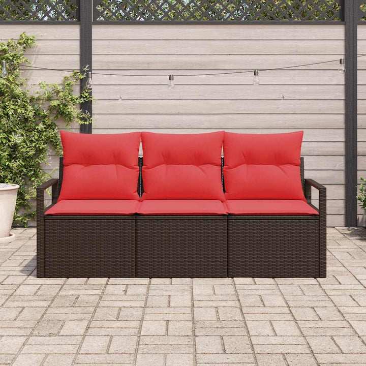 Havesofa Sæt 3 stk. Brun og Rød polyrattan