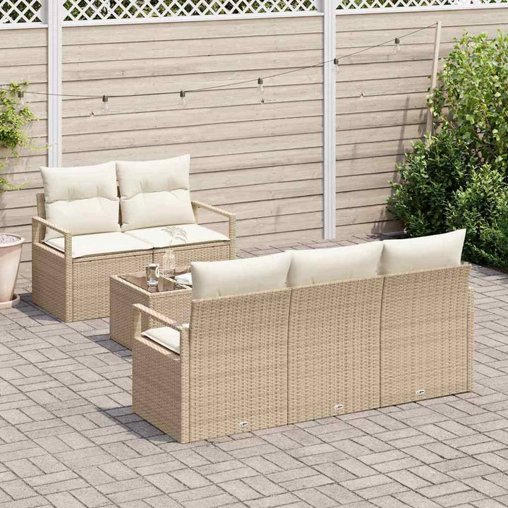 Havesofa Sæt 6 stk. 5-Antal sæder Beige og creme polyrattan