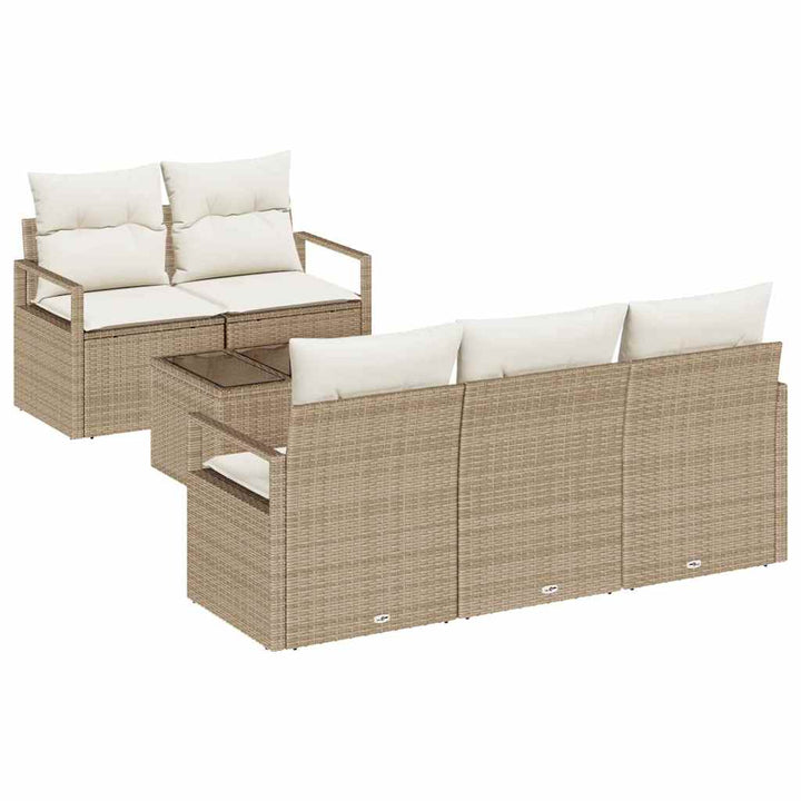 Havesofa Sæt 6 stk. 5-Antal sæder Beige og creme polyrattan
