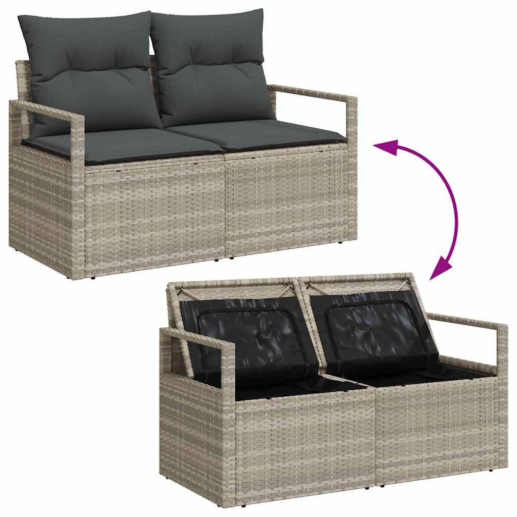 Havesofa Sæt med pude med opbevaring 7 pcs Lysegrå og mørkegrå